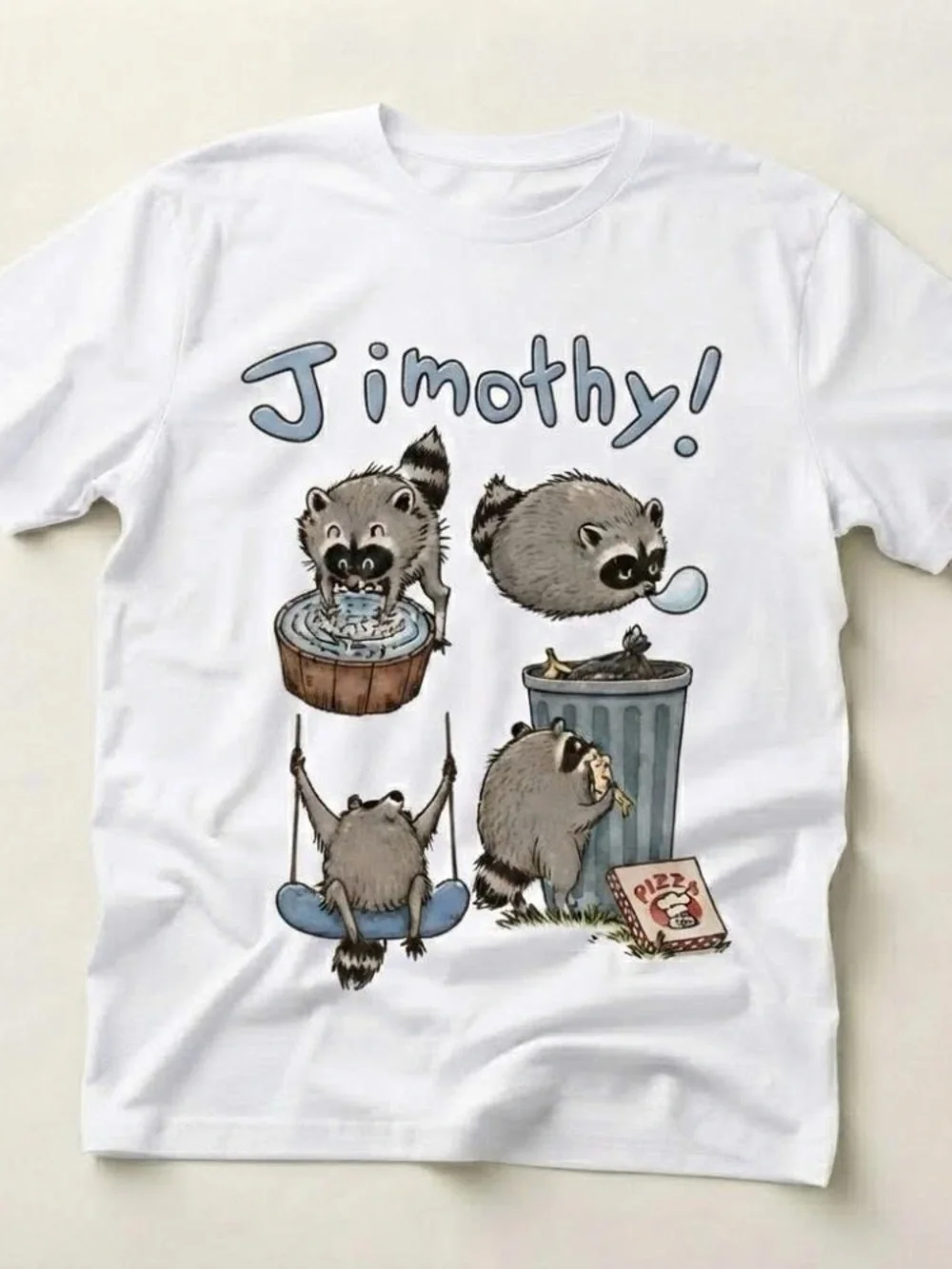 Cute Jimothy Raccoon Graphic Tee Shirt